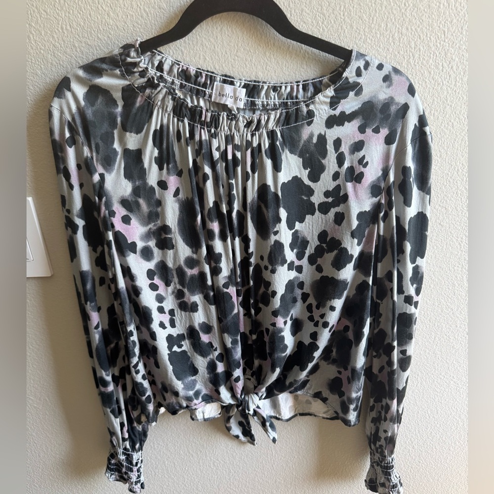 Bella Dahl Black and Pink Animal Print Blouse